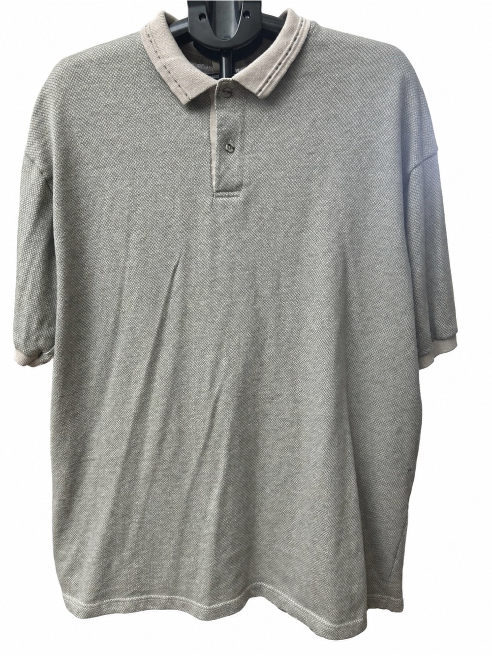 Men's Short Sleeve Polo in Light Gray with Contrast Trim